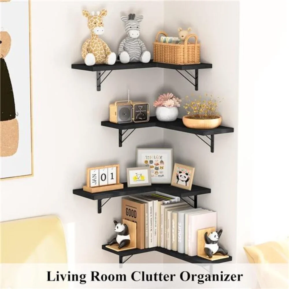 Corner Shelf Wall Mounted,Floating Wall Shelves for Storage,Rustic Wood Hanging